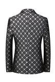 Black Plaid Notched Lapel One Button Men's Blazer