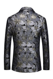 Men's Jacquard Black Notched Lapel One Button Party Blazer