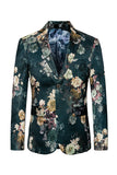 Folral Printed Notched Lapel Men's Blazer