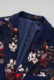 Black Printed Floral Notched Lapel Prom Blazer