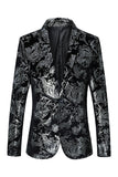 Black Golden Jacquard Shawl Lapel One Button Men's Tuxedo Blazer