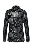 Black Golden Jacquard Shawl Lapel One Button Men's Tuxedo Blazer