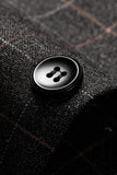 Men's Dark Grey Plaid Notched Lapel Blazer