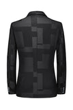 Men's Black Notched Lapel One Button Blazer