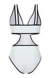 White Cut Out One-Piece Swimsuit with Bow