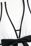 White Cut Out One-Piece Swimsuit with Bow