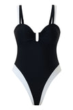 White Spaghetti Straps One Piece Swimsuit