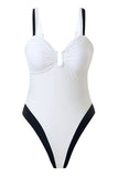 White Spaghetti Straps One Piece Swimsuit