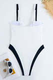 White Spaghetti Straps One Piece Swimsuit