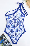 Blue Print One Shoulder Swimwear