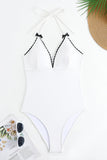 Halter Black One Piece Swimsuit with Cover Up