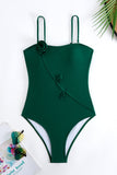 Green One Piece Printed 3D Flower Swimwear