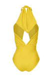 Halter One Piece Yellow Printed Swimwear