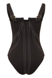 Black Sleeveless One Piece Swimwear with Pants