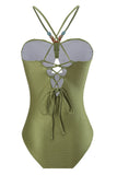 Dusty Green One Piece Cut Out Beach Swimwear