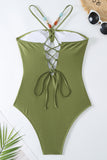 Dusty Green One Piece Cut Out Beach Swimwear