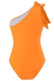 One Piece Orange Ruched Beach Swimwear