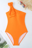 One Piece Orange Ruched Beach Swimwear