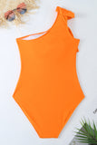 One Piece Orange Ruched Beach Swimwear