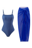 Royal Blue One Piece Sleeveless Beach Swimwear