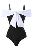Black One Piece Cold Shoulder Beach Swimwear