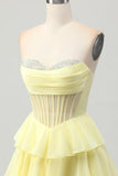 Green A Line Sweetheart Corset Graduation Dress with Beading
