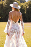 White A Line Corset Lace Western Wedding Dress