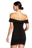 Black Off the Shoulder Ruched Bodycon Cocktail Dress