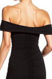 Black Off the Shoulder Ruched Bodycon Cocktail Dress