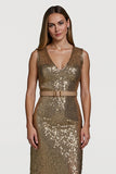 Sparkly Golden Bodycon Sequins Holiday Dress with Belt