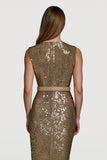 Sparkly Golden Bodycon Sequins Holiday Dress with Belt