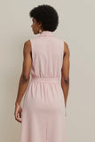 Pink Satin Shawl Lapel Bodycon Work Dress with Bow