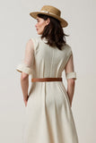 Apricot A Line Notched Lapel Midi Work Dress with Belt