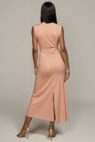 Blush Sheath Satin Wedding Guest Dress with Slit