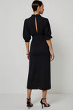Black A Line Keyhole Semi Formal Dress with Sash