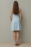 Light Blue A Line Belt Midi Work Dress