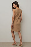 Camel Round Neck Bodycon Short Work Dress