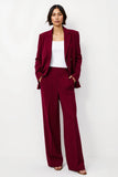 Burgundy 2 Piece Notched Lapel Women Suits with Sleeves