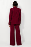 Burgundy 2 Piece Notched Lapel Women Suits with Sleeves