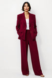 Burgundy 2 Piece Notched Lapel Women Suits with Sleeves