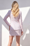 2-Piece Light Pink Tweed Work Outfits with Fringes