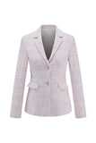 2-Piece Light Pink Tweed Work Outfits with Fringes