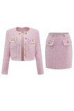 Pink 2-Piece Tweed Short Work Outfits