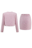 Pink 2-Piece Tweed Short Work Outfits