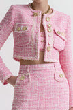 Pink 2-Piece Tweed Short Work Outfits