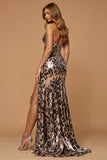 Golden Leopard Metallic Mermaid Halter Prom Dress