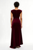 Burgundy Sheath Bateau Neck Long Holiday Dress
