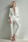 Sparkly White Sequins 2 Piece Shawl Lapel Women Suits with Pockets