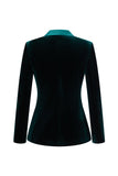 Dark Green Peak Lapel 2-Piece Velvet Double Breasted Women Prom Suits