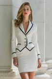 White 2 Piece Pencil Notched Lapel Short Business Suits with Sleeves